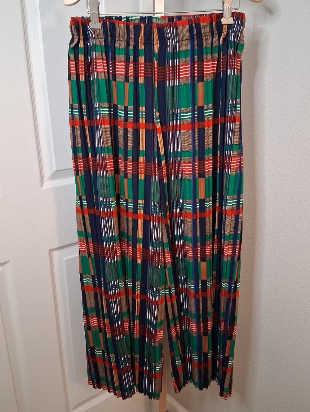 Funky Pleated Cropped Pants Juniors XL Plaid